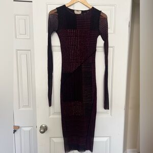 Fuzzi Plaid Print Mesh Dress size small lined Italy